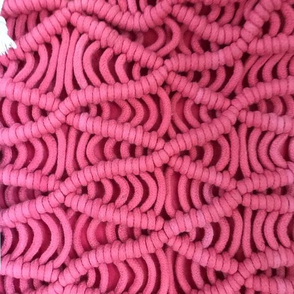 C&C California Bag chunky woven pink tote purse coral beach bag crochet Macramé - Picture 4 of 6